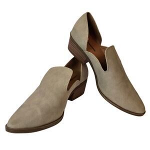 Tan Loafers Lucky Brand Mizina Size 7.5 Heeled Slip on Shoe Pointed Toe